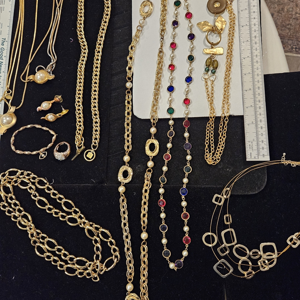 Twelve Piece Bundle Of Gold and Multicolor Jewelry Set
